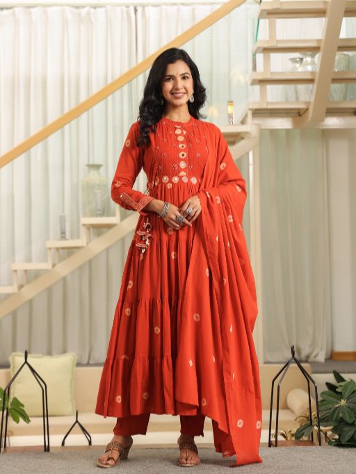 Vardan Ethnic TTT Wholesale Festival Pure Mal Cotton Anarkali Kurti Catalog