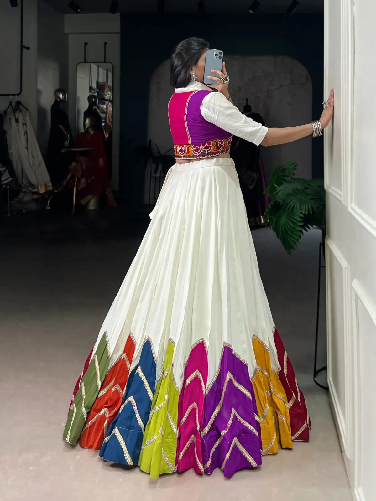 Vardan Ethnic WMN 1660 Navratri Gamthi Multi-Colour Rayon Lehenga Choli - Image 3