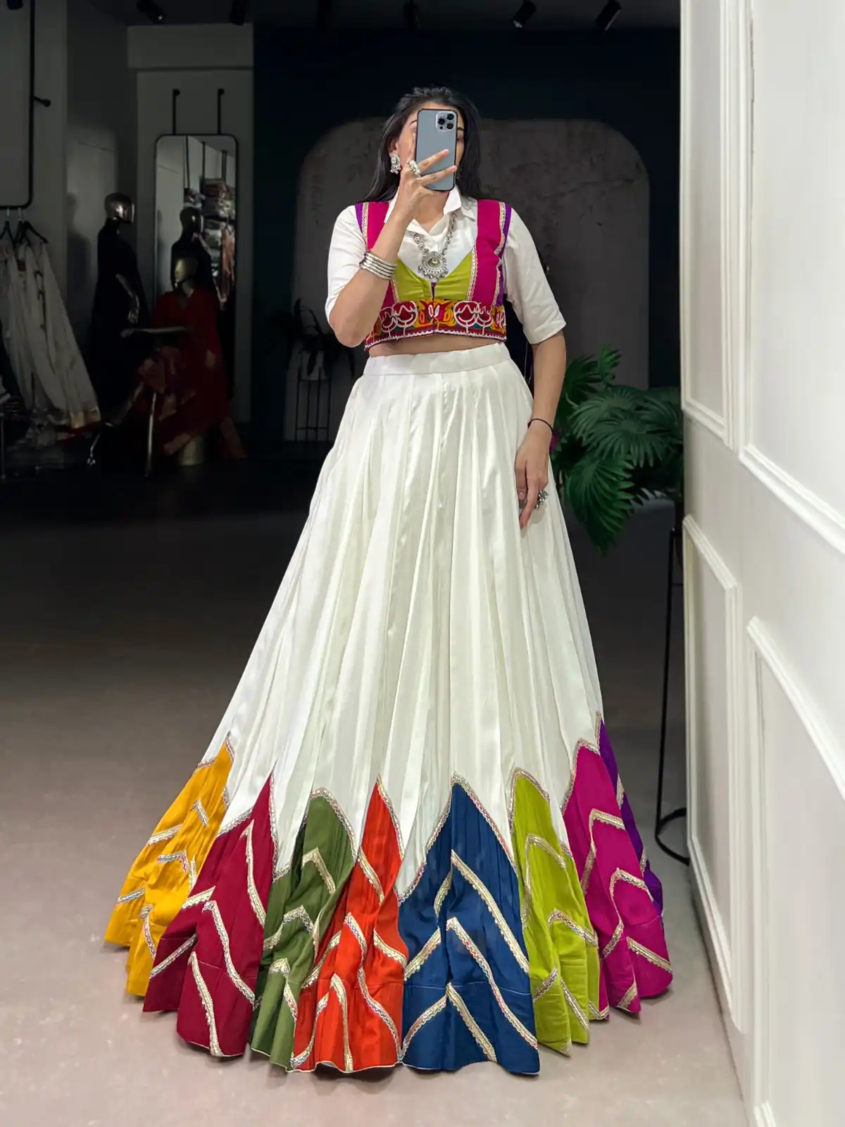 Vardan Ethnic WMN 1660 Navratri Gamthi Multi-Colour Rayon Lehenga Choli - Image 5