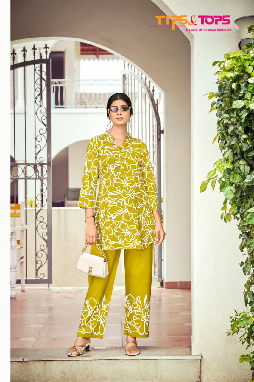 TIPS &amp; TOPS Instagirl Wholesale Heavy Reyon Printed Co-ord Catalog — Wholesale, Tips And Tops wholesale from Surat — view 7