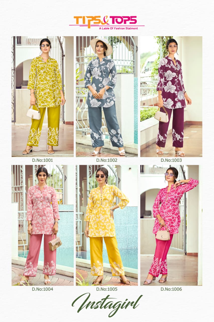 TIPS &amp; TOPS Instagirl Wholesale Heavy Reyon Printed Co-ord Catalog — Wholesale, Tips And Tops wholesale from Surat — view 8
