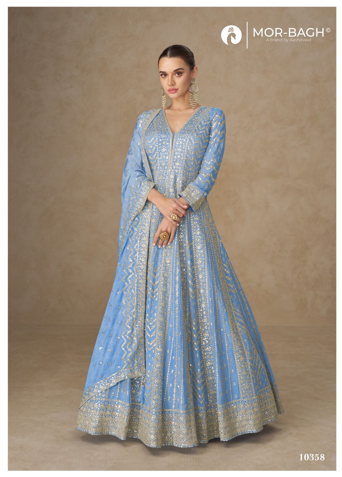 Aashirwad Mor Bagh Anarkali Chinon Silk Embroidered Gown - Image 5