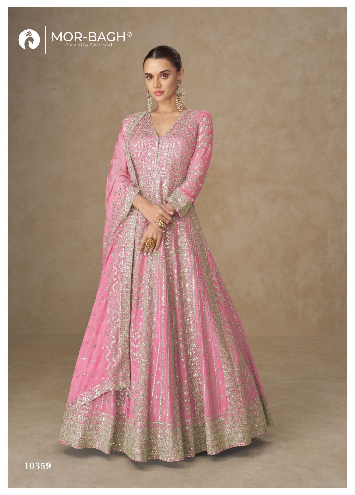Aashirwad Mor Bagh Anarkali Chinon Silk Embroidered Gown - Image 4