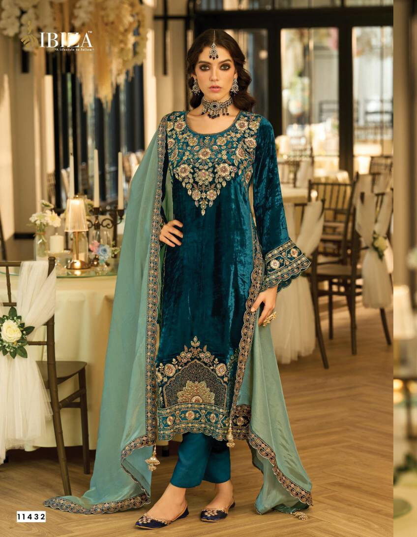 Ibiza Aylin Viscose Velvet Embroidery Salwar Kameez Catalog