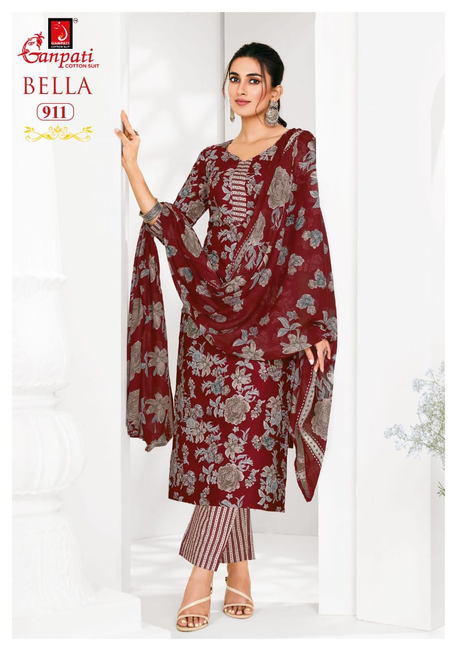 Ganpati Bella Pant Vol 9 Cotton Printed Dress Material - Image 4