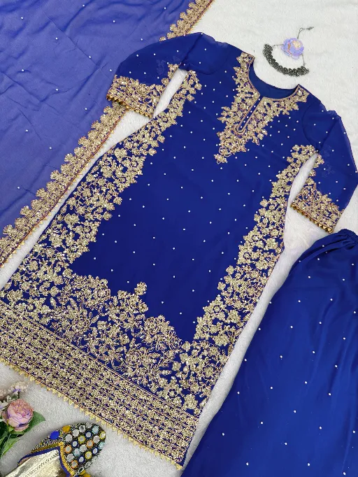 5901 Readymade Faux Georgette Sequence Salwar Suit Catalog - Image 7