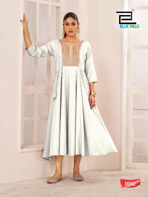 Blue Hills Golden Duck Wholesale Rayon Anarkali Kurti with Bottom Dupatta