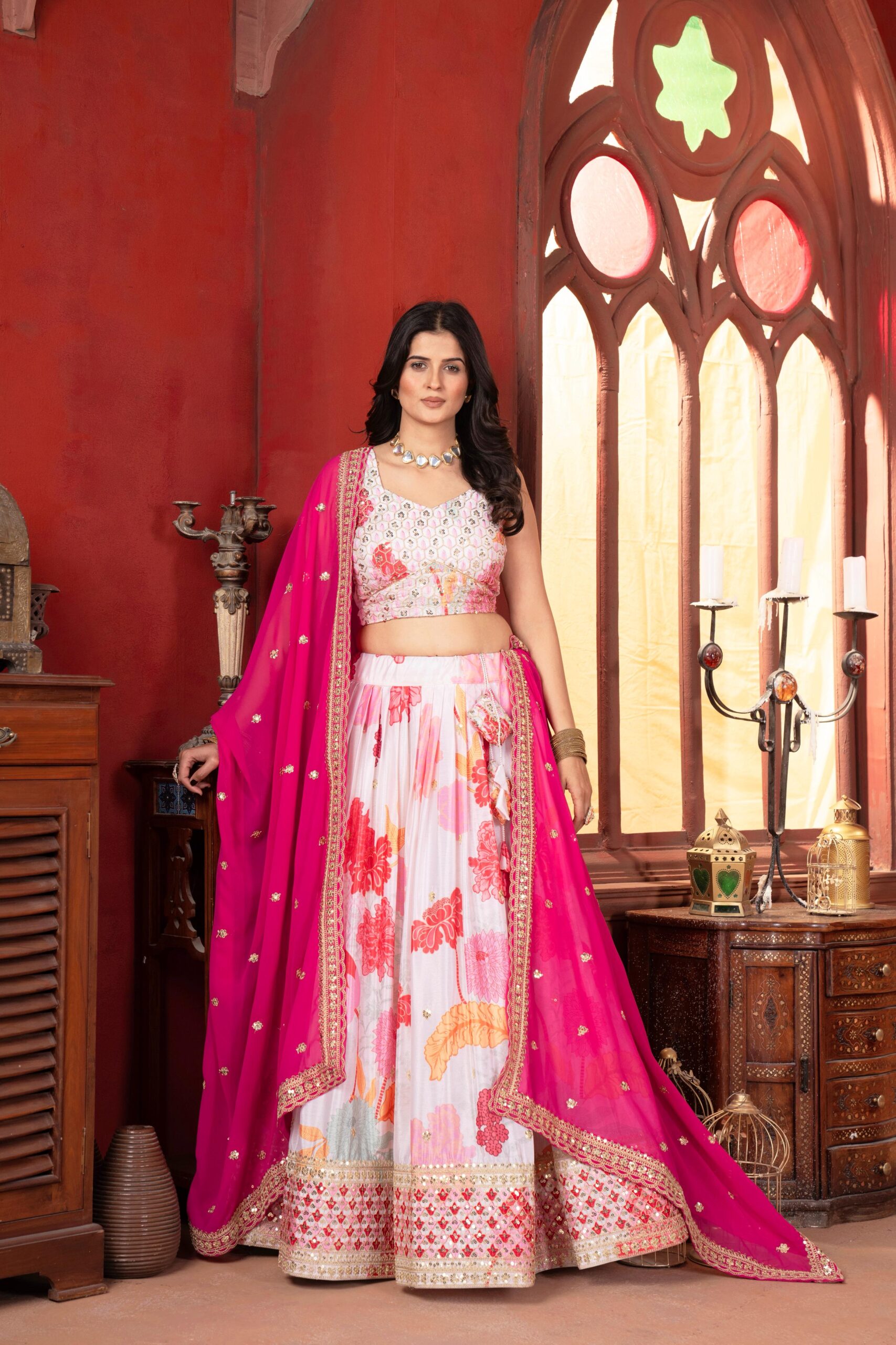 DVD ON5081 Chinon Silk Floral Lehenga Choli Collection (4)