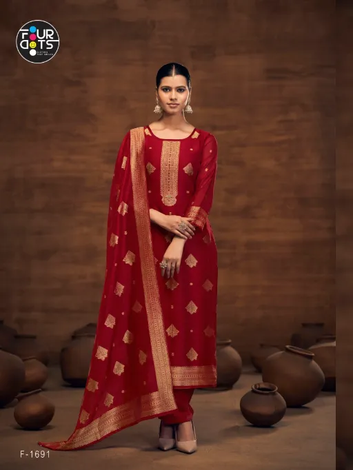 FOURDOTS KALAA Wholesale Organza Silk Jacquard Salwar Suit