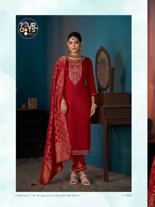 Four Dots Thridha Wholesale Jam Cotton Work Designer Salwar Kameez