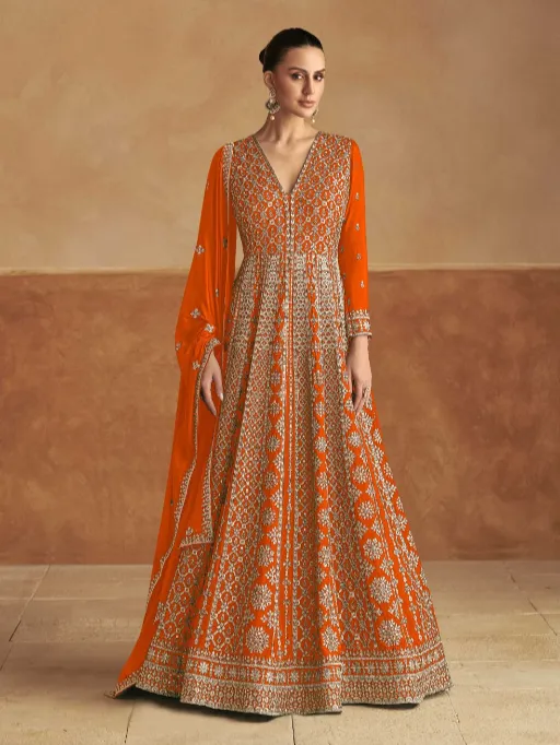 Gulkayra Nagma Gold Wholesale Chinon Work Designer Gown Collection