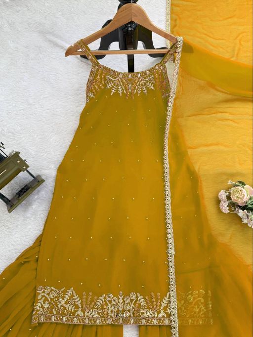 KD 1531 Faux Georgette Readymade Sharara Suit Catalog — Wholesale Salwar Suits, Vardan Ethnic wholesale from Surat - Gallery Image 3