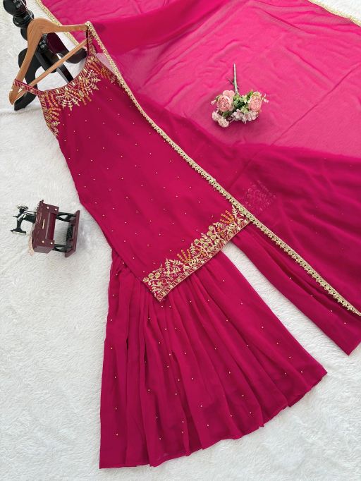 KD 1531 Faux Georgette Readymade Sharara Suit Catalog — Wholesale Salwar Suits, Vardan Ethnic wholesale from Surat - Gallery Image 10