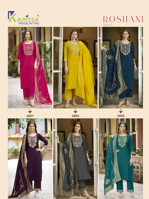 Karissa Roshani Vol 2 Wholesale Readymade Roman Silk Salwar Suit - Image 9