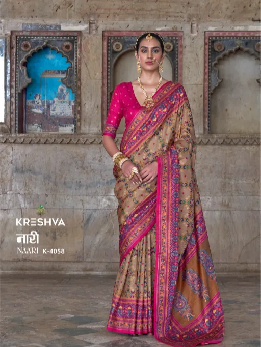 Kreshva Naari Pv Silk Wedding Wear Printed Saree Collection