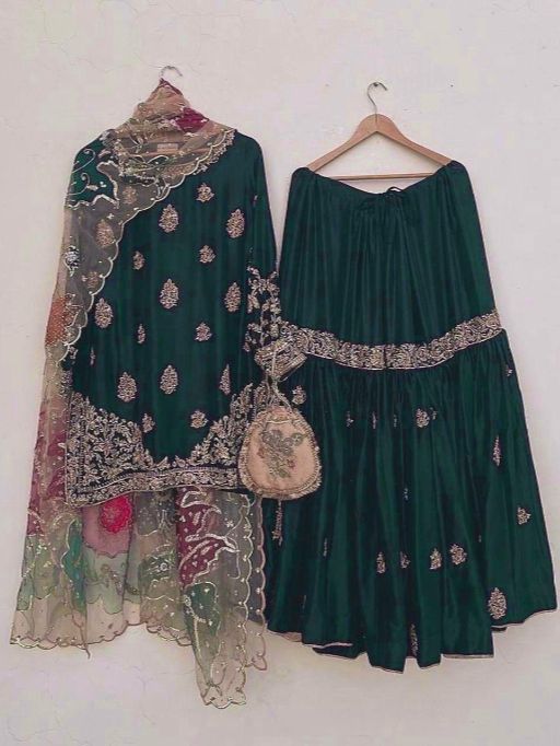 LG LEEMBOGEE LG 1887 Readymade Chinon Sequin Sharara Suit Catalog