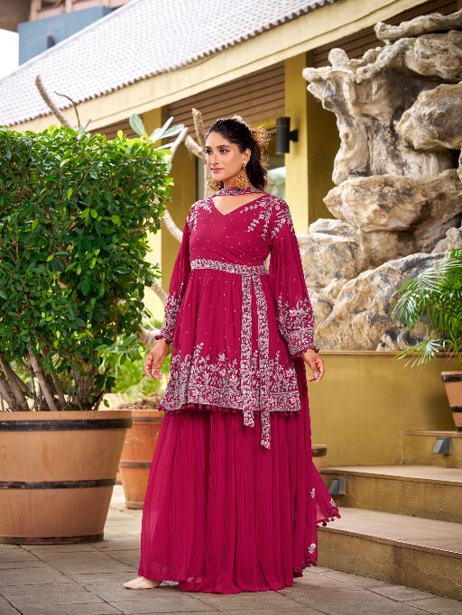 LG Loomera LM 08 Readymade Georgette Embroidered Sharara Suit Catalog