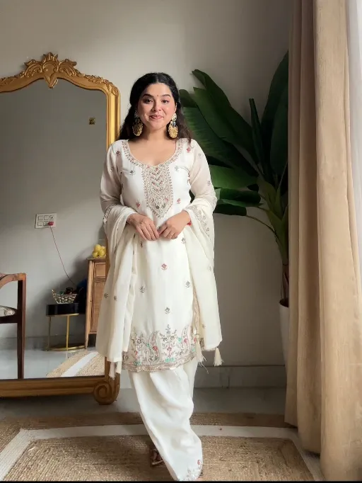 LM-10 Premium Chinon Kurti With Bottom Dupatta Collection