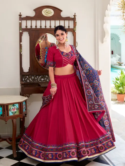 LNB Jobaniyu Tasar Silk Gamthi Print Lehenga Choli Collection