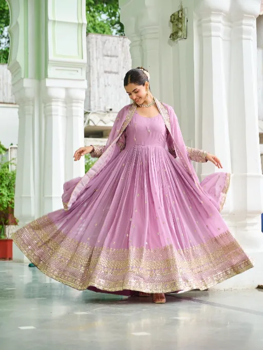 LW-9270 Faux Readymade Georgette Embroidered Gown Collection - Image 11