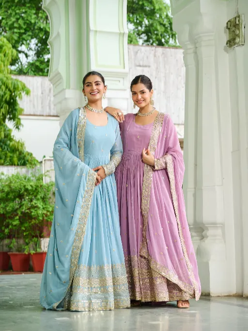 LW-9270 Faux Readymade Georgette Embroidered Gown Collection