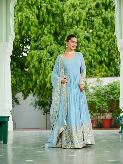 LW-9270 Faux Readymade Georgette Embroidered Gown Collection - Image 7