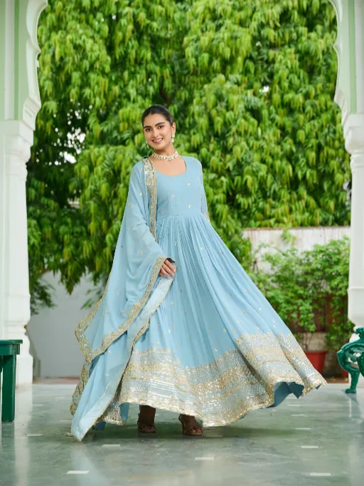 LW-9270 Faux Readymade Georgette Embroidered Gown Collection - Image 8