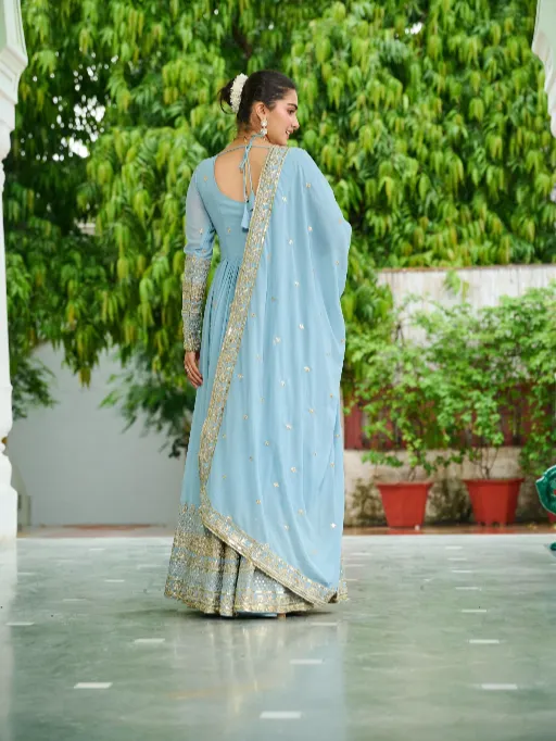 LW-9270 Faux Readymade Georgette Embroidered Gown Collection - Image 10