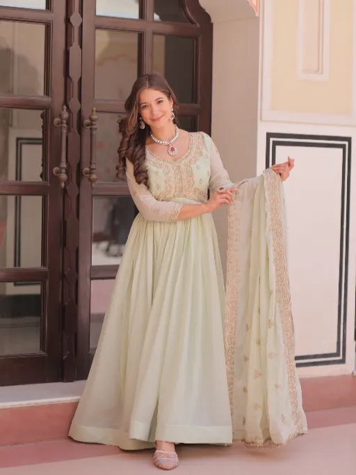 LW 9298 Readymade Star Georgette Embroidered Gown Collection - Image 4