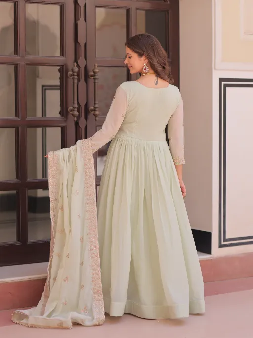 LW 9298 Readymade Star Georgette Embroidered Gown Collection - Image 2