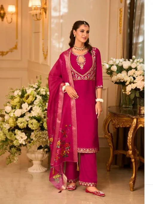 Lily And Lali Readymade Wholesale Phulkari Viscose Salwar Suit - Image 3