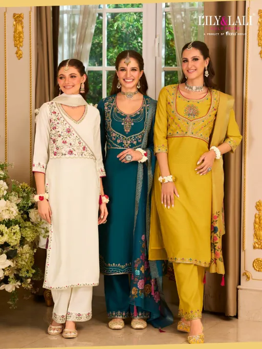 Lily And Lali Readymade Wholesale Phulkari Viscose Salwar Suit