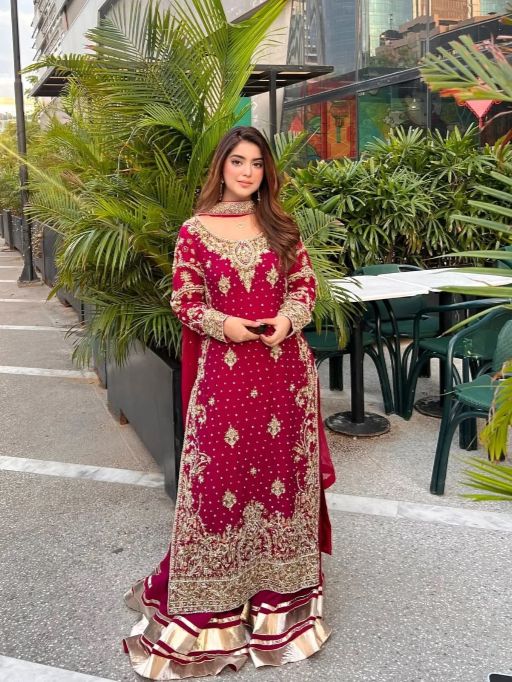 NSR 870 Readymade Pure Georgette Embroidered Sharara Suit