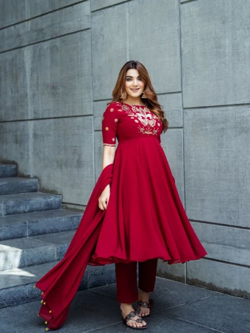 NSR 873 Readymade Roman Simmer Silk Fancy Gown Collection