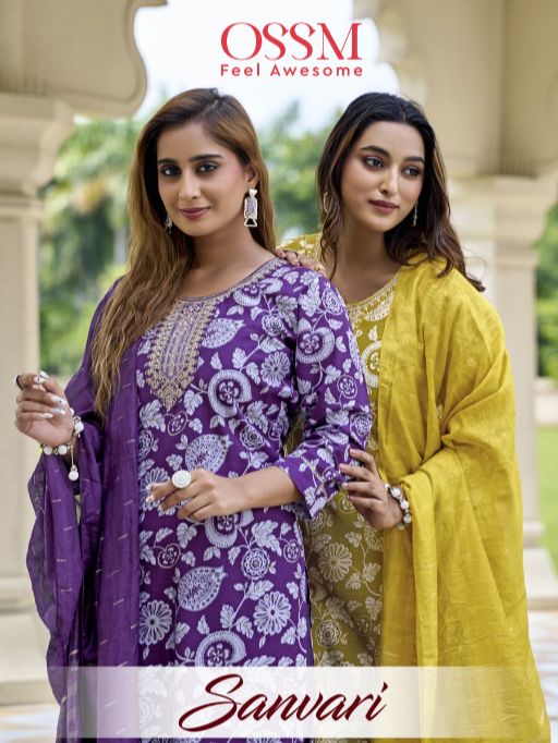 OSSM Sanvari Wholesale Vetican Foil Print Kurti with Bottom Dupatta