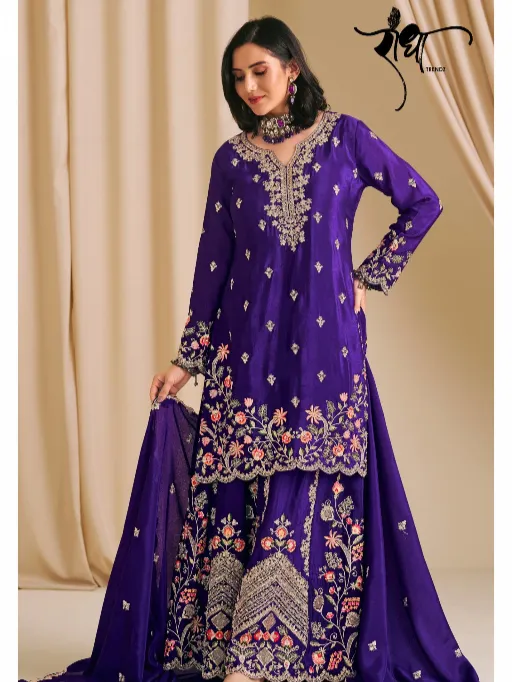 Radha Karwa Wholesale Chinon Embroidered Salwar Suit Collection - Image 4