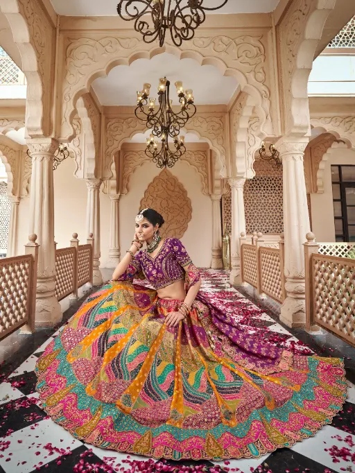 Rayol Vrindavan Vol 59 Banarasi Silk Designer Lehenga Choli Collection - Image 10