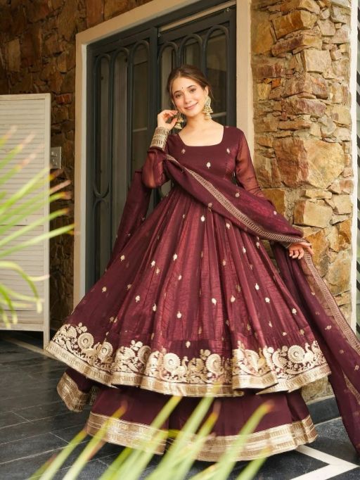 SSR 521 Elegant Readymade Heavy Crunchy Silk Anarkali Suit Catalog