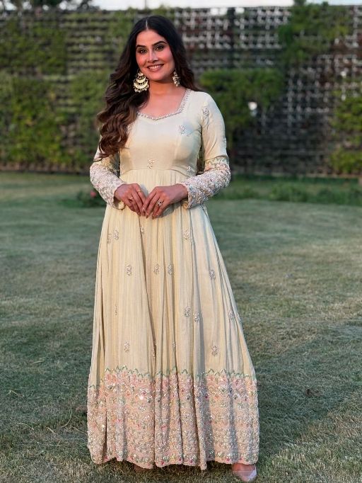 SSR 528 Heavy Georgette Embroidered Readymade Gown Collection