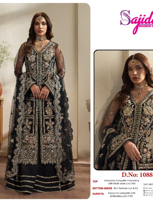 Sajida Designer SD 1088 Georgette Embroidered Pakistani Suit