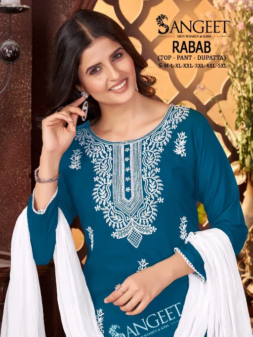 Sangeet Rabab Vol 1 Wholesale Viscose Rayon Kurti With Bottom Dupatta