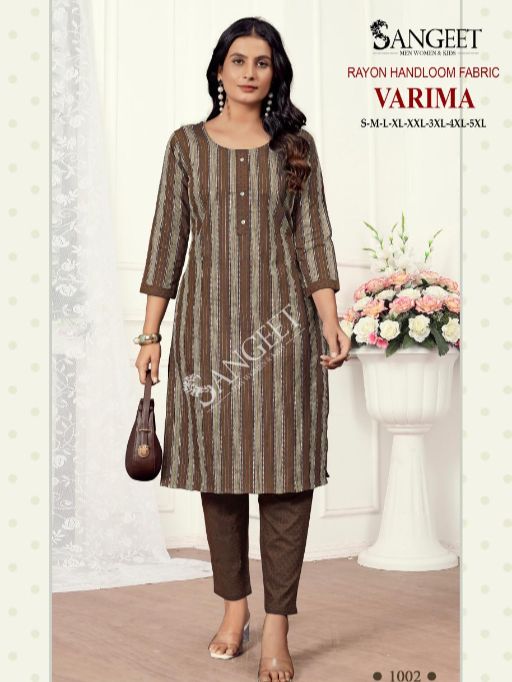 Sangeet Varima Rayon Handloom Kurti With Bottom Collection