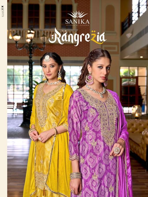 Sanika Fashion Rang Razia Wholesale Readymade Chinon Silk Sharara Suit