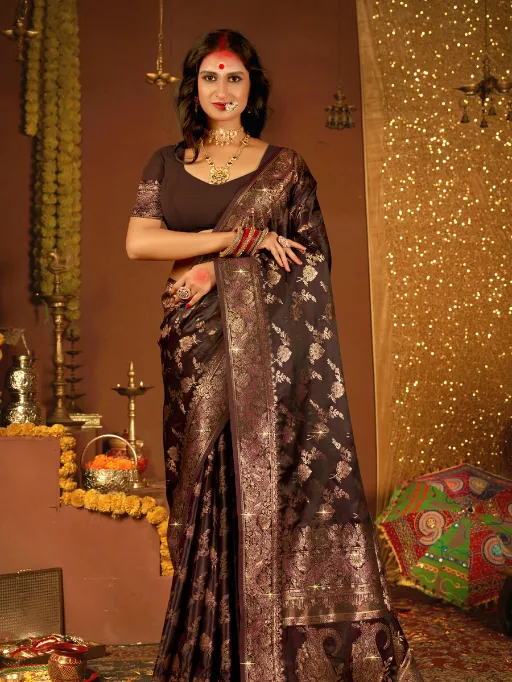 Saroj Anshika Satin Saroski Vol 1 Fancy Traditional Satin Silk Saree - Image 4