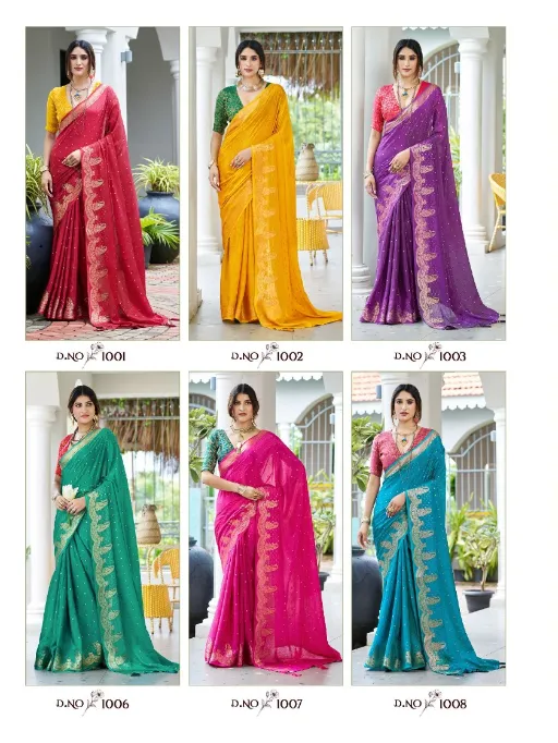 Shubh Shree Creation Durva Wholesale Alfino Chiffon Jacquard Saree - Image 11
