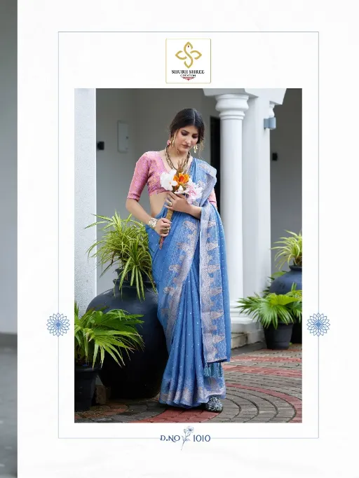 Shubh Shree Creation Durva Wholesale Alfino Chiffon Jacquard Saree - Image 9