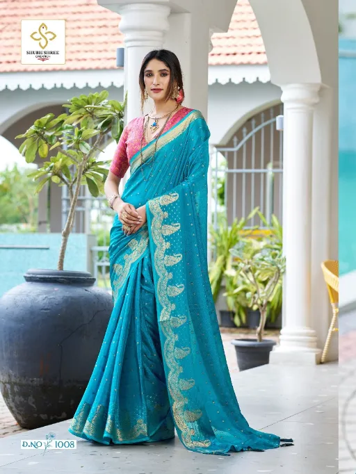 Shubh Shree Creation Durva Wholesale Alfino Chiffon Jacquard Saree
