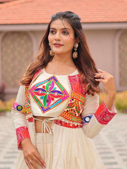 Src 120 Pure Cotton Navratri Gamathi Worked Lehenga Choli - Image 3