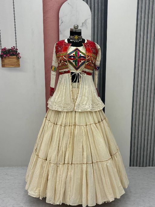 Src 120 Pure Cotton Navratri Gamathi Worked Lehenga Choli - Image 5