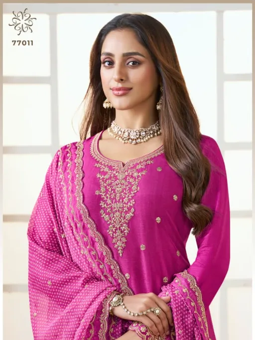 Vinay Kuleesh Bhavya Wholesale Moga Silk Embroidered Sharara Suit